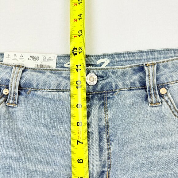 Seven7 Women's Distressed Fray Hem Stretch Weekend Blue Denim Shorts Size 14 NWT - Picture 9 of 11